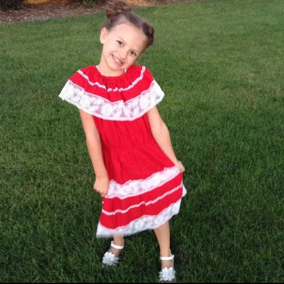 Vintage | Dresses | Vintage Mexican Dress Tiered Red M | Poshmark